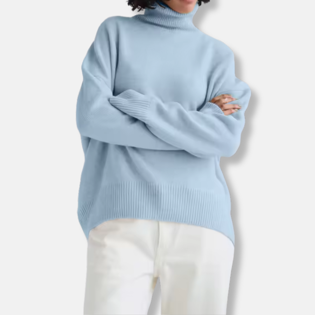 Women's Sweater – Oversized Fit – Wool Mix – Ribbed Collar – Long Sleeves