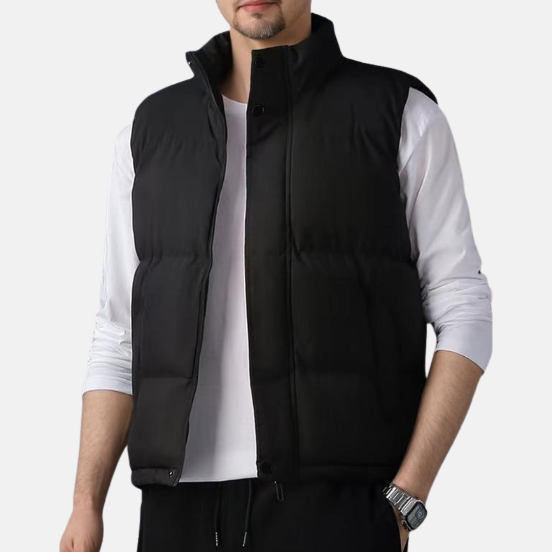Men's Quilted Bodywarmer – Lightweight Insulation – High Collar – Adjustable Hem