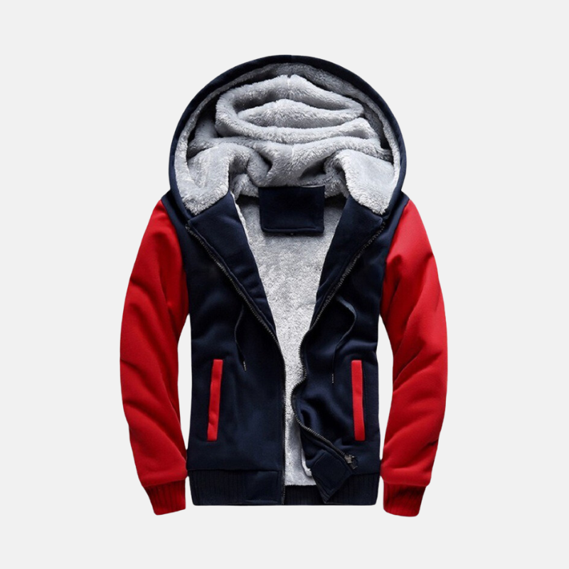 Men's Coat - Brushed Fabric - Hood - Waist Length