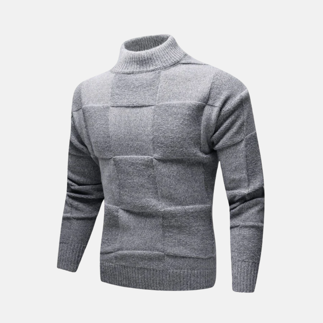 Men's sweatshirt – Slim fit – Mockneck – Textured knit diamond pattern – Cotton blend