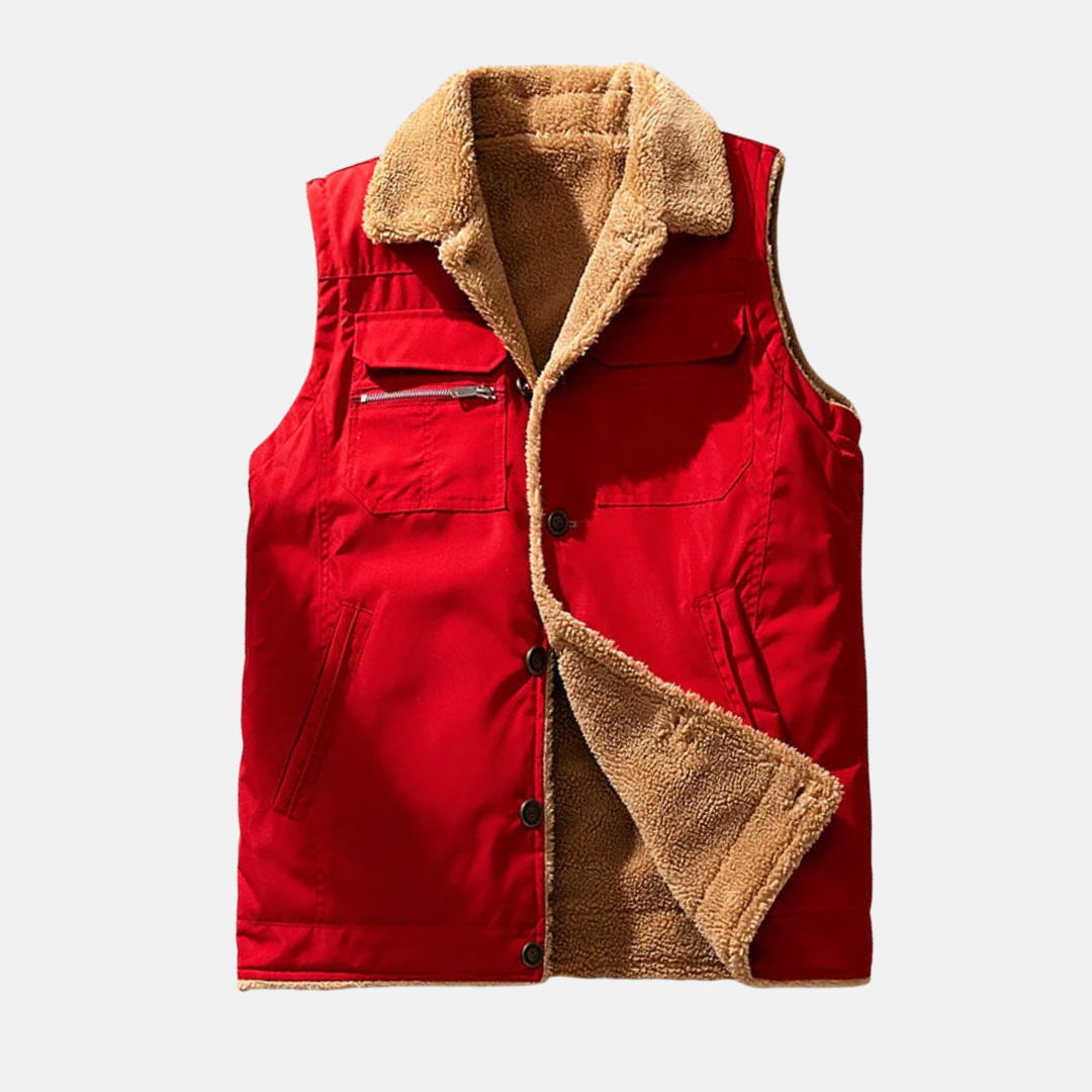 Men's Utility Bodywarmer – Structured Fit – Sherpa Lining – High Collar – Multiple Pockets