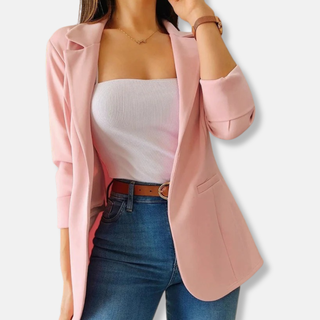 Women's blazer – Tailored fit – Three-quarter sleeve – Notched lapel – Flap pockets