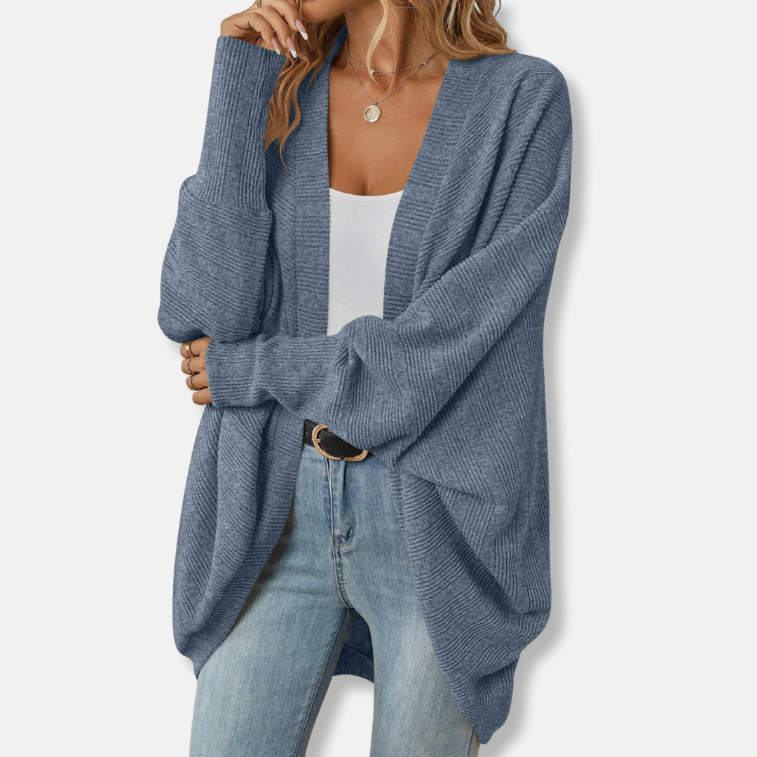 Ladies' Cardigan – Oversized Fit – Open Front – Batwing Sleeves – Soft Knit