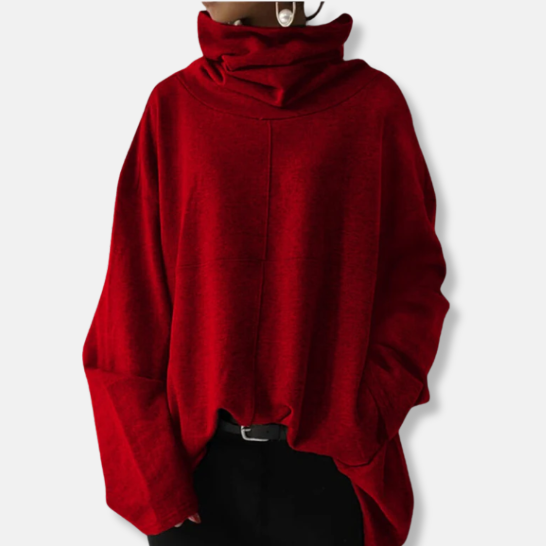 Women's sweatshirt – Oversized fit – Cowl neck – Flared sleeves – Cotton blend
