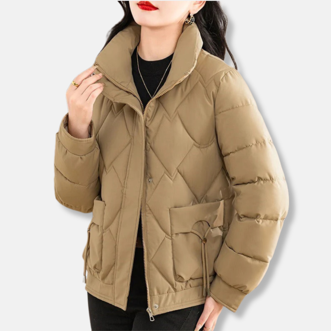 Women's Padded Jacket – Relaxed Fit – Diamond-Stitched Lining – High Collar