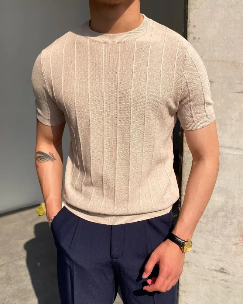 T-Shirt van Geribbelde Katoen voor Heren