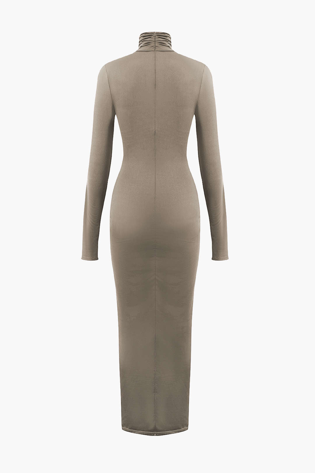 Wikkelruche Maxi Jurk met Hoge Hals