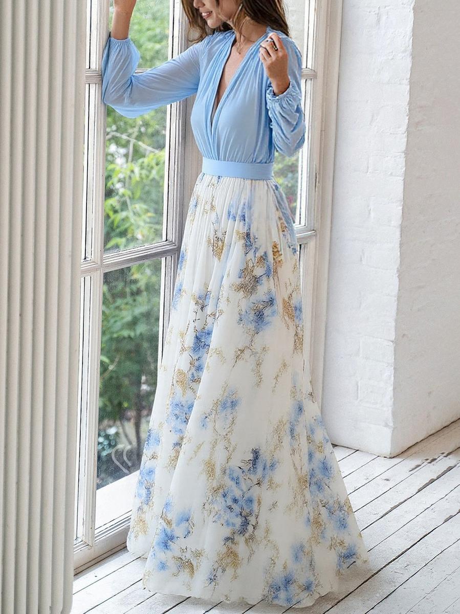 Stijlvolle Bloemen Maxi Jurk met Vrouwelijke Look voor dames