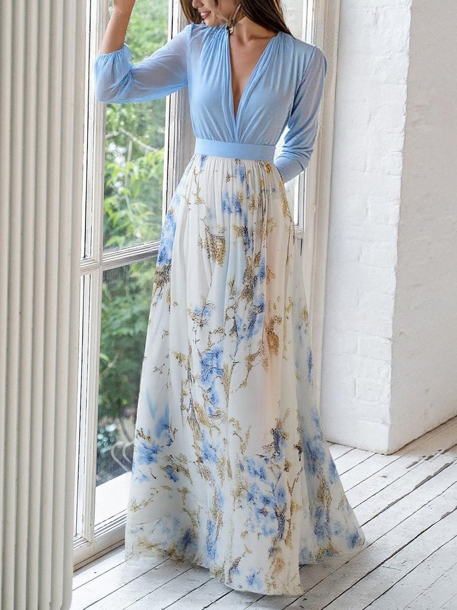 Stijlvolle Bloemen Maxi Jurk met Vrouwelijke Look voor dames