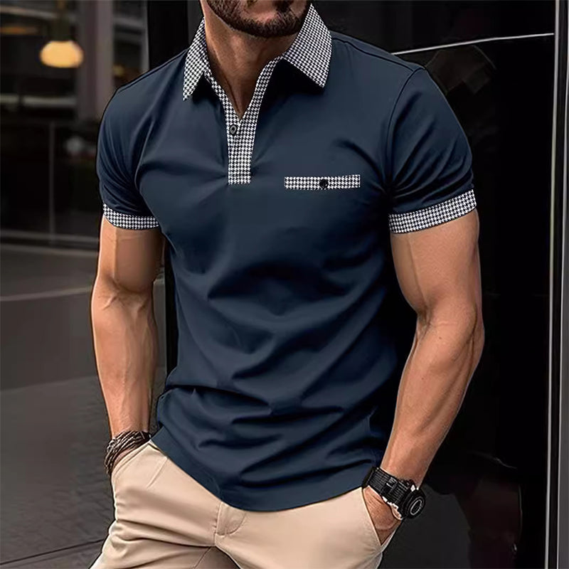 Heren Poloshirt met Knoopsluiting en Colorblock Design voor heren