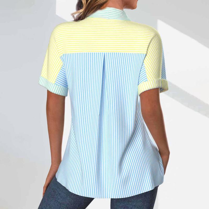 Colour Block Gestreepte Blouse voor Dames