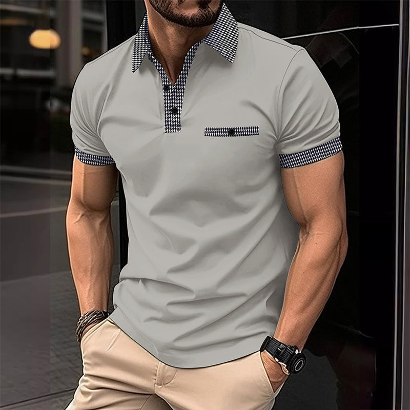 Heren Poloshirt met Knoopsluiting en Colorblock Design voor heren