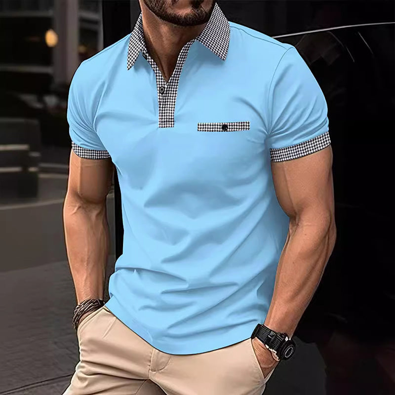 Heren Poloshirt met Knoopsluiting en Colorblock Design voor heren