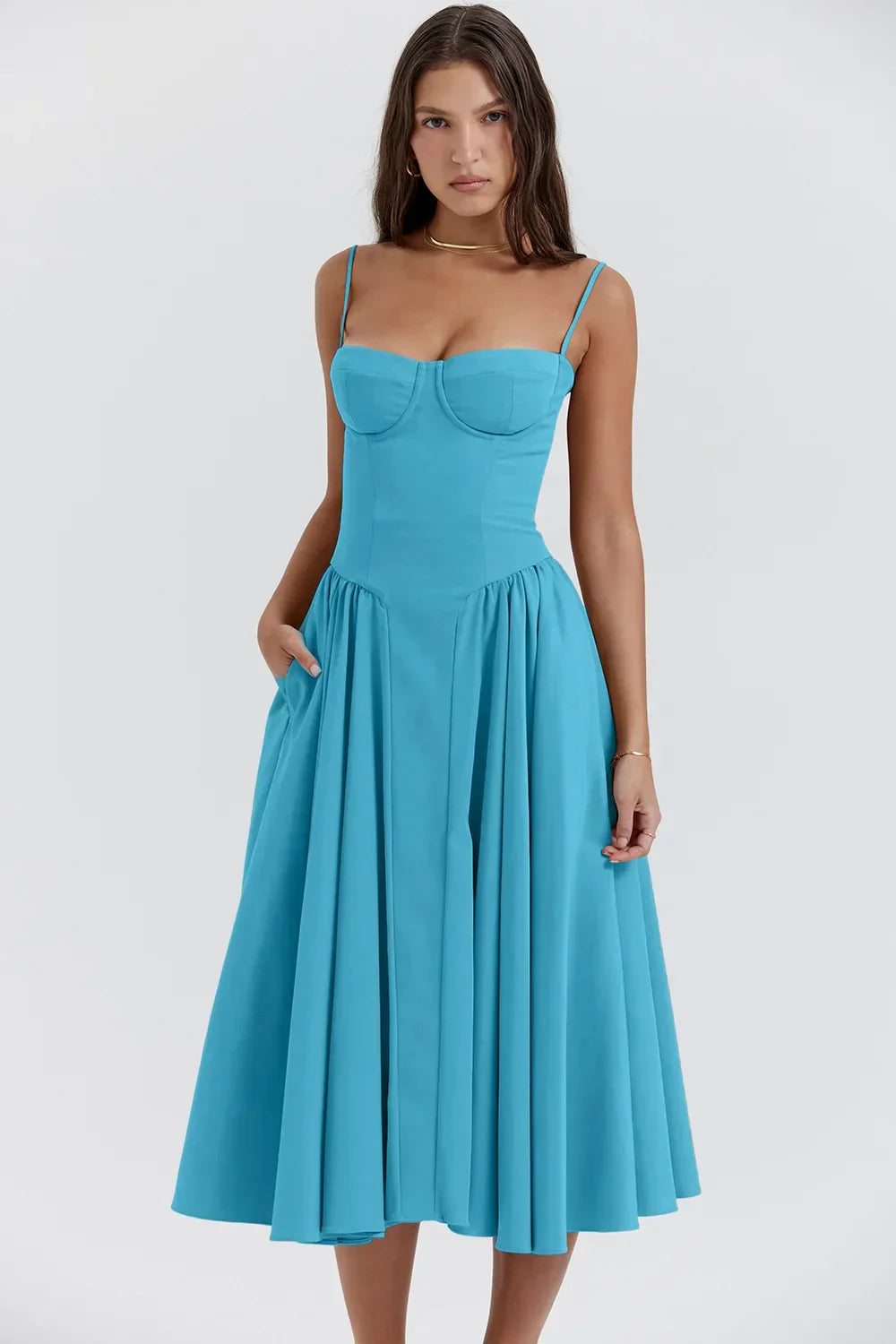 Elegante armloses midi jurk ontworpen voor dames