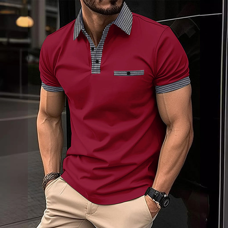Heren Poloshirt met Knoopsluiting en Colorblock Design voor heren