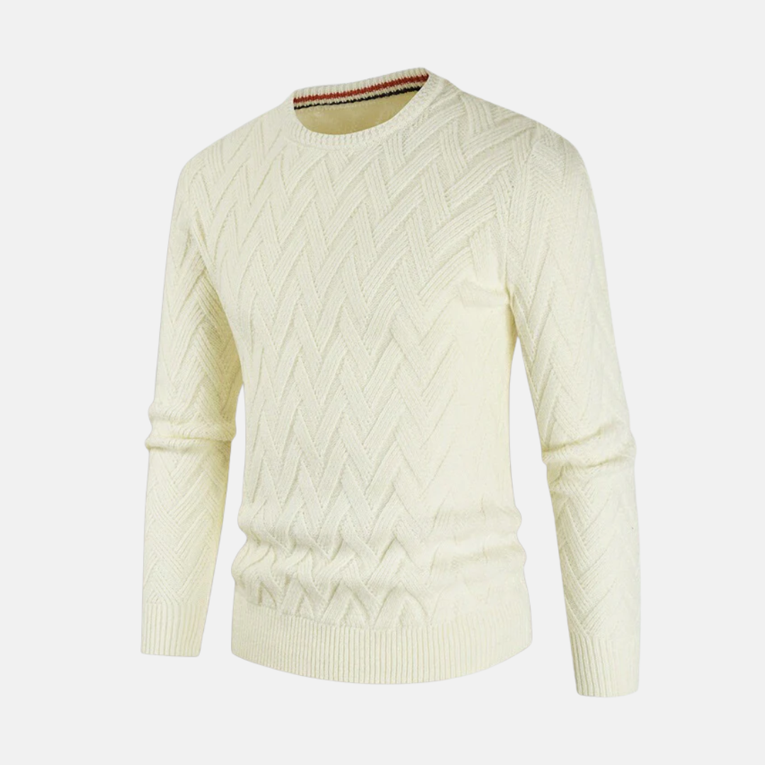 Men's sweatshirt – Wool mix – Chevron pattern – Regular fit – Round neck – Ribbed trims