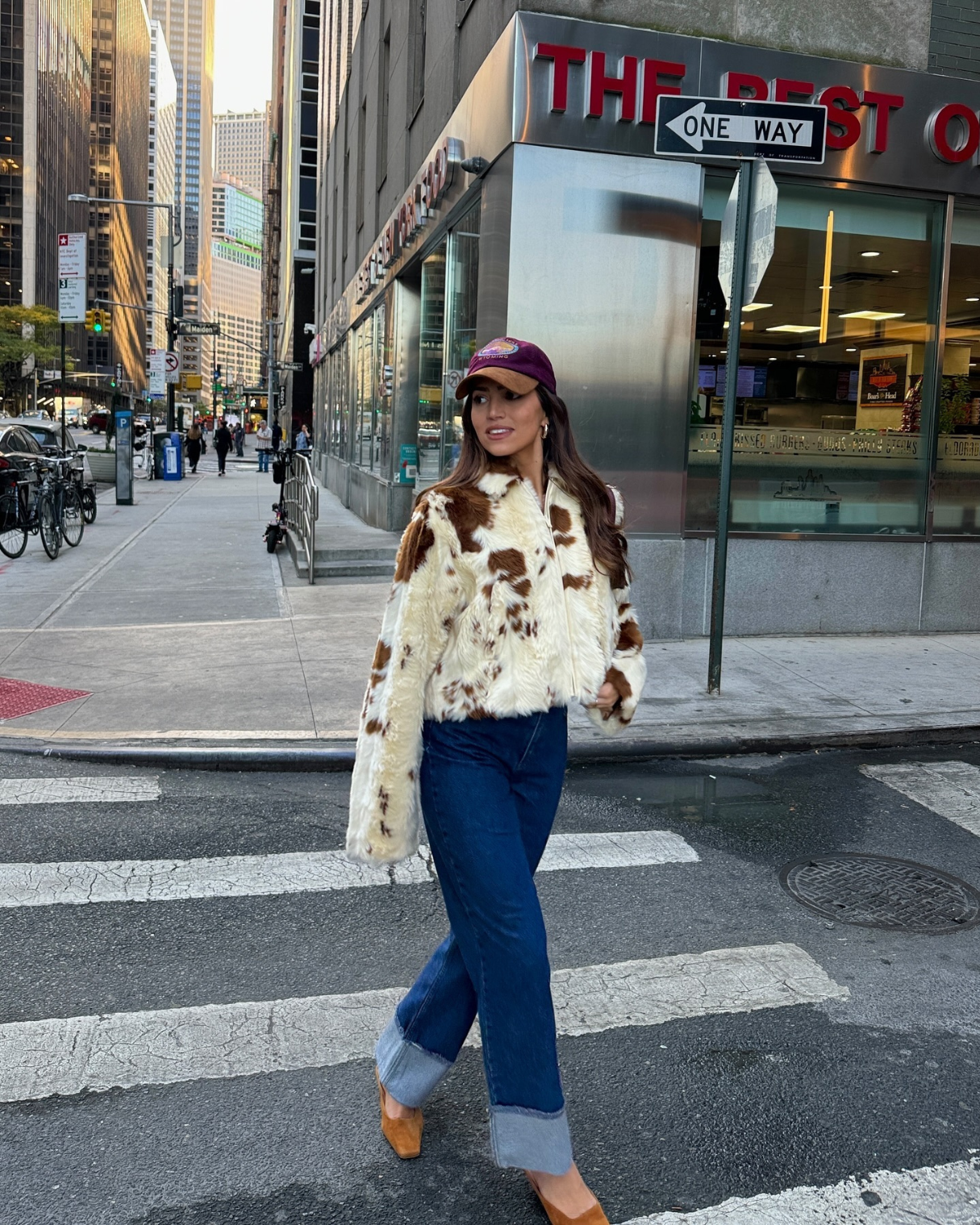 Isla fuzzy coat | Relaxed-fit coat with cow print