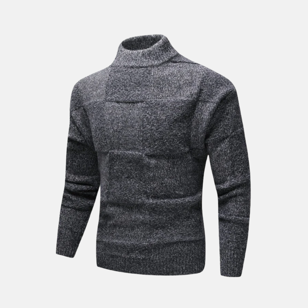Men's sweatshirt – Slim fit – Mockneck – Textured knit diamond pattern – Cotton blend