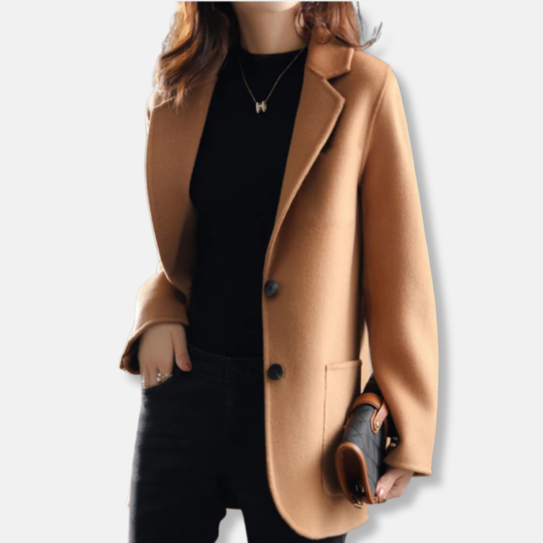 Women's Blazer – Wool – Fitted Model – Notch Lapel – Two-Button Closure – Hip Length