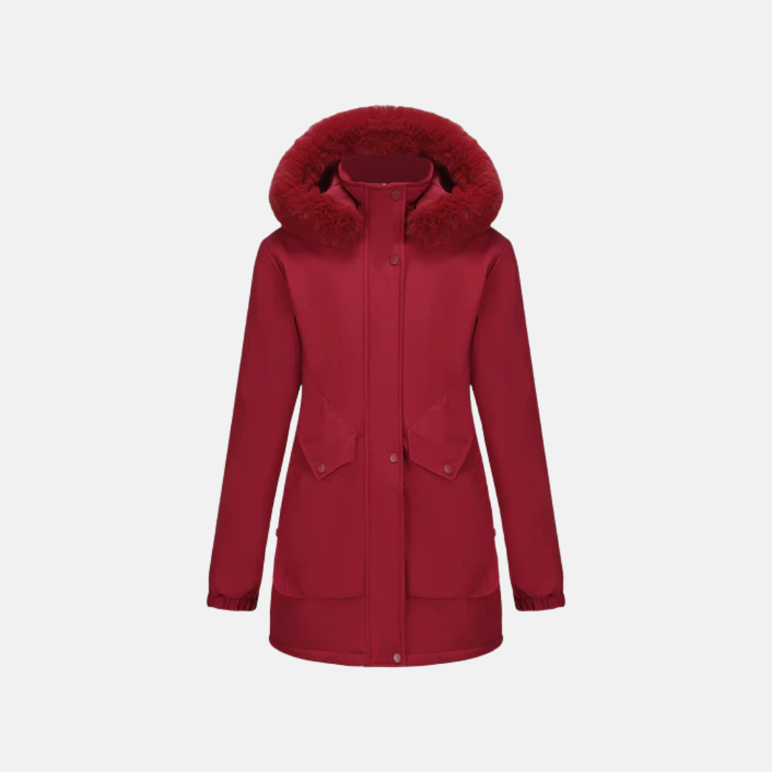 Women's parka coat – Relaxed fit – Water-repellent – Faux-fur hood – Waist drawcord