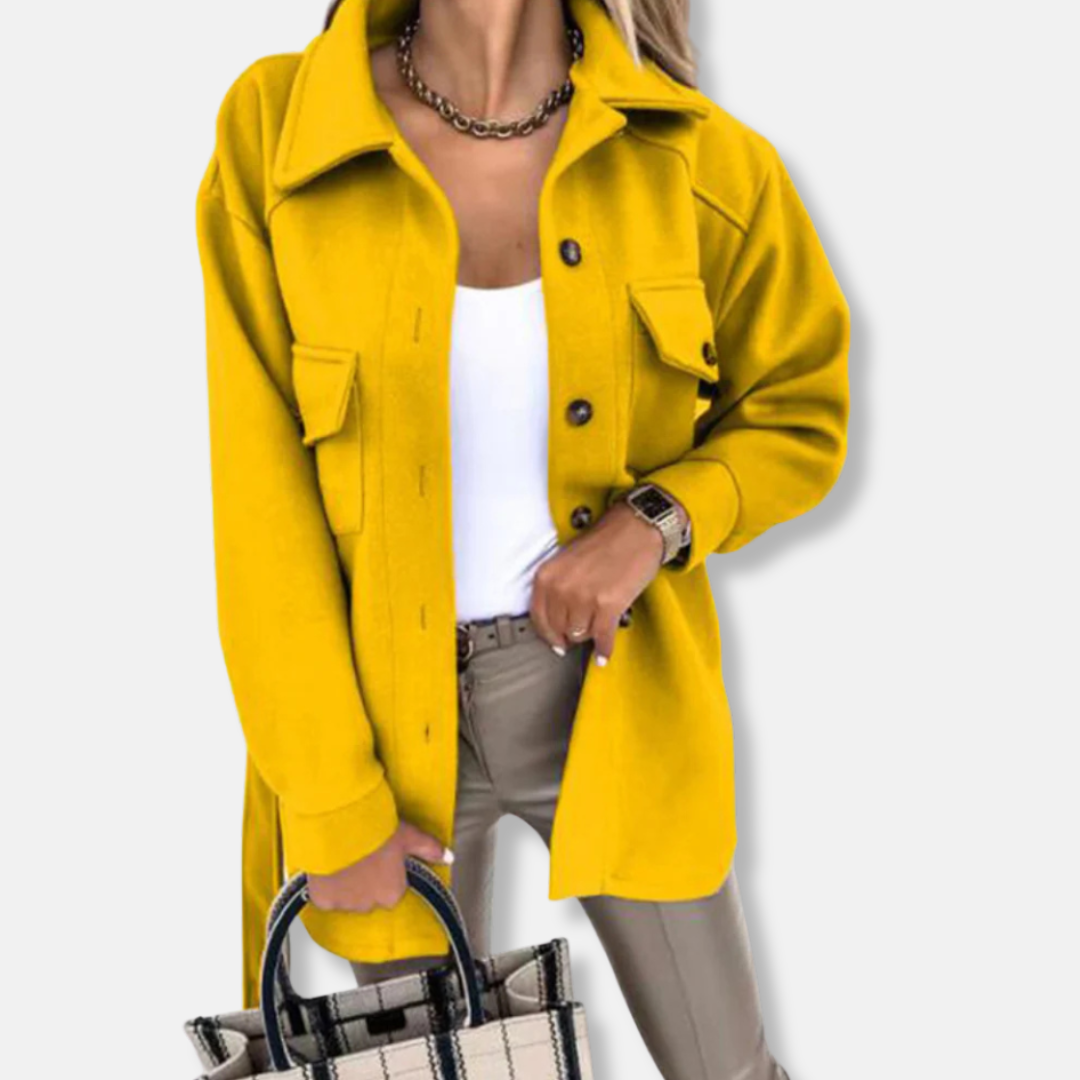 Women's Shacket – Oversized Relaxed Fit– Long Model – Button Closure – Patch Pockets