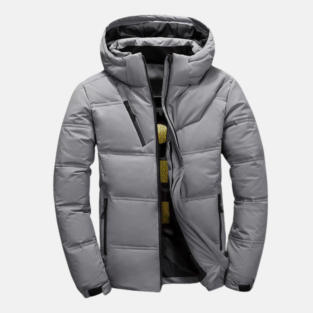 Men's Puffer Jacket – Lined Fit – Hood – Adjustable Cuffs – Zippered Pockets