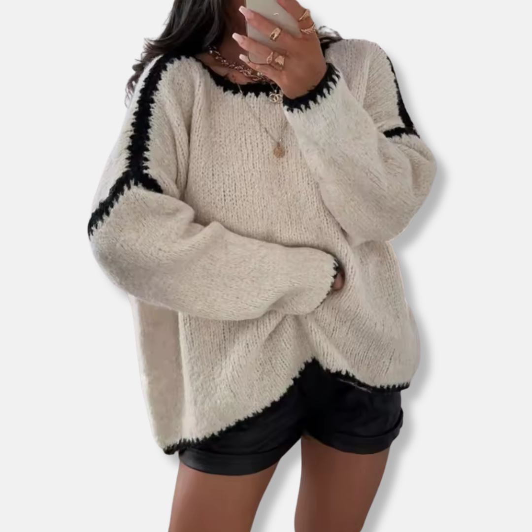 Women's Sweater – Oversized Fit – Chunky Knit – Balloon Sleeves Ribbed Cuffs