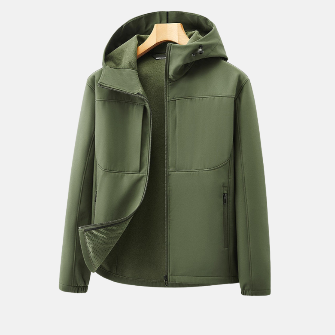 Men's softshell jacket – regular fit – fleece lined – adjustable hood – pockets