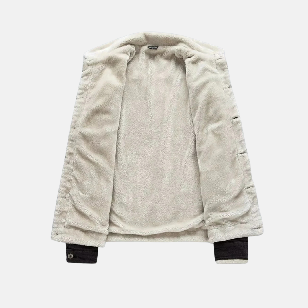 Men's Jacket - Denim - Regular Fit - Fleece Lining - Collar With Buttons