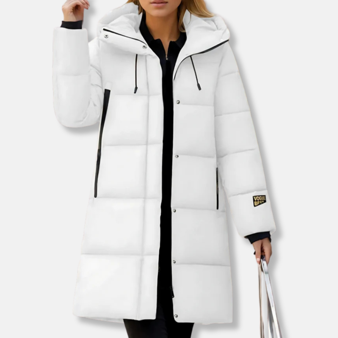 Women's Long Puffer Jacket – Oversized Fit – Quilted – Hood – Windproof