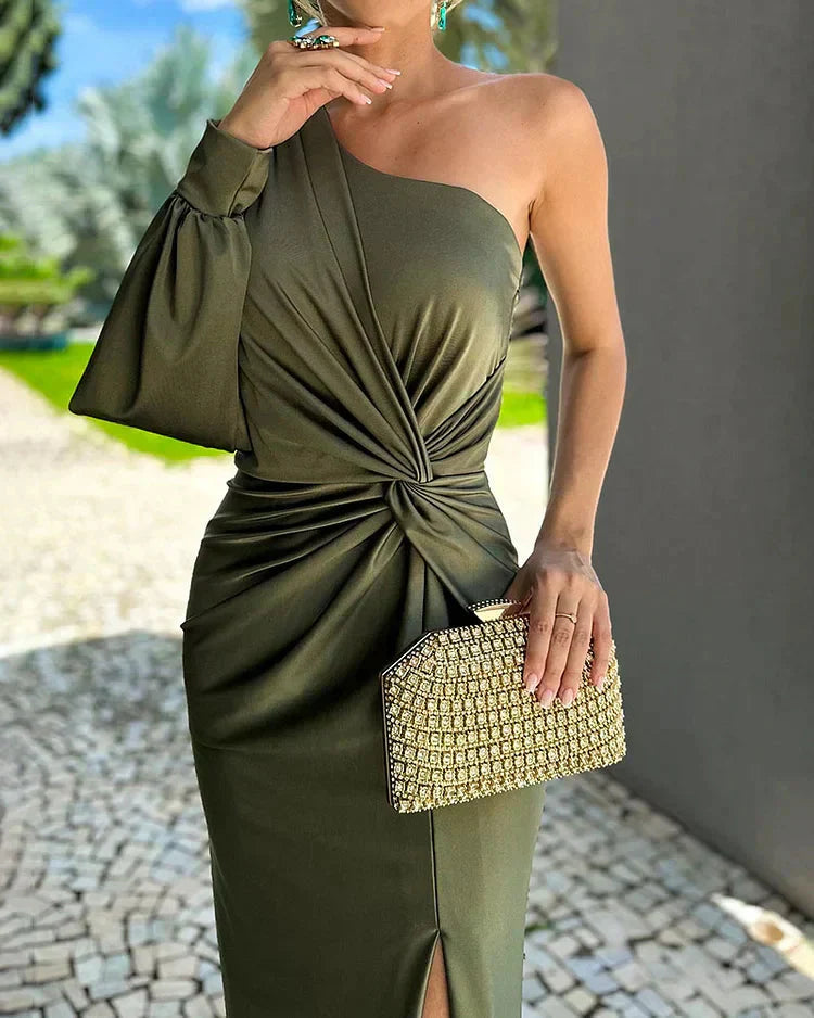 Sophia Elegante Zijde Off-Shoulder Jurk