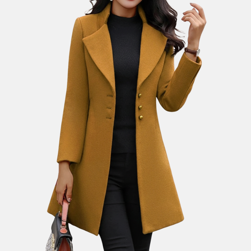 Women's Coat – Slim Fit – Wool Mix – Notch Lapel – Mid-Length Elegant Model