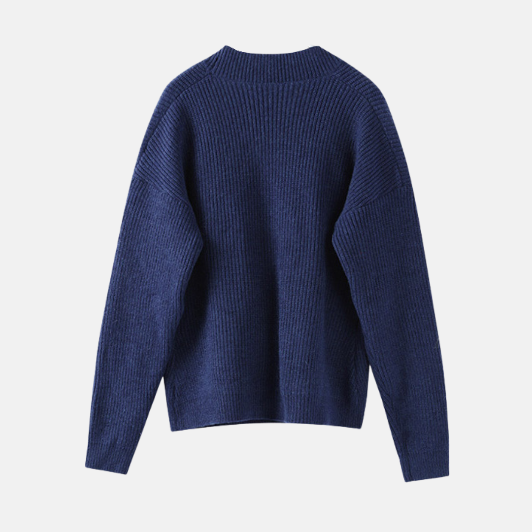 Ladies Sweater Top – Ribbed Knit – Wrap Style – V-Neck – Asymmetrical Hem