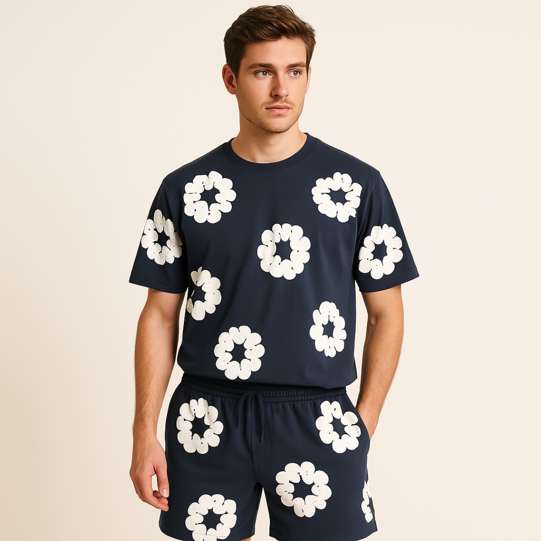 Katoenen Wreath T-Shirt en Shorts Set voor Heren en Dames