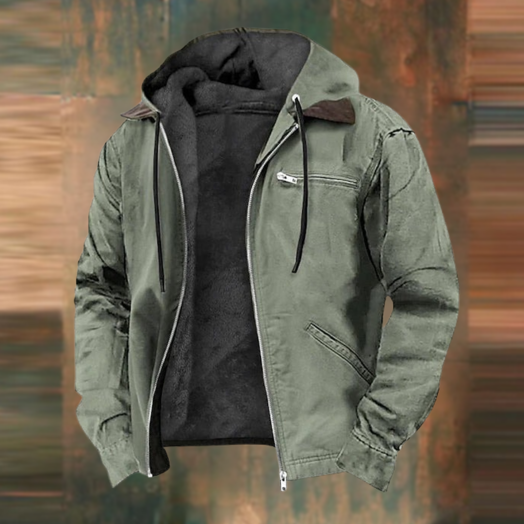 Heren Hooded Jack – Slim Fit – Fleece Voering – Ritszak – Casual Outdoor