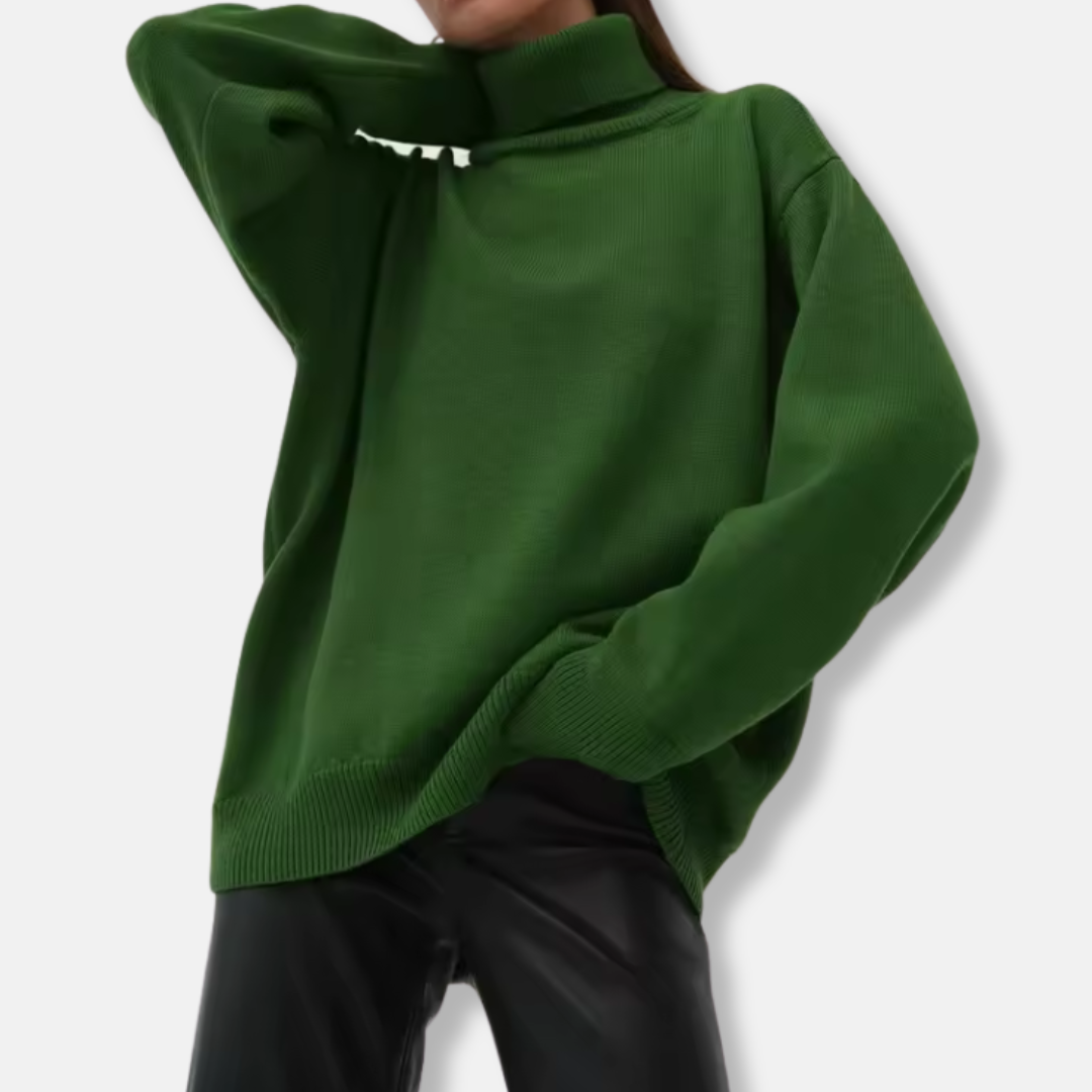 Women's Turtleneck Sweater – Oversized Fit – Ribbed – Long Sleeves Comfortable