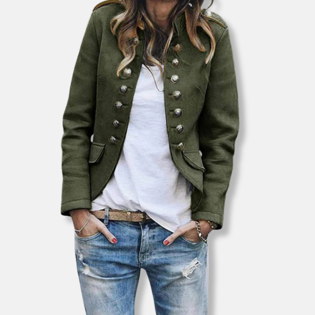 Ladies Blazer – Tailored Fit – Wool Mix – Double Row Buttons – Epaulettes