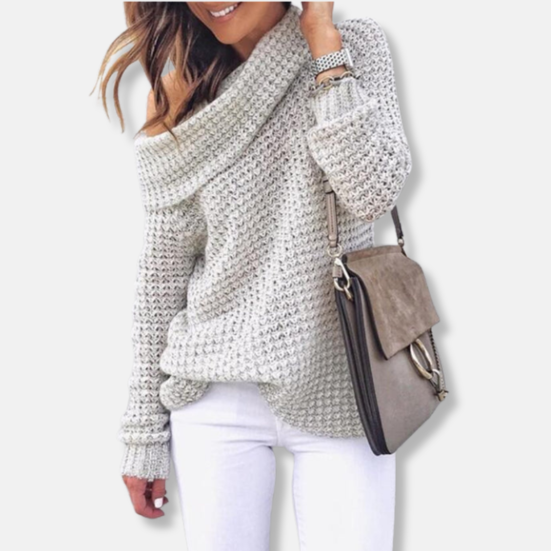 Women's sweatshirt – Oversized fit – Chunky knit – Off-shoulder neckline