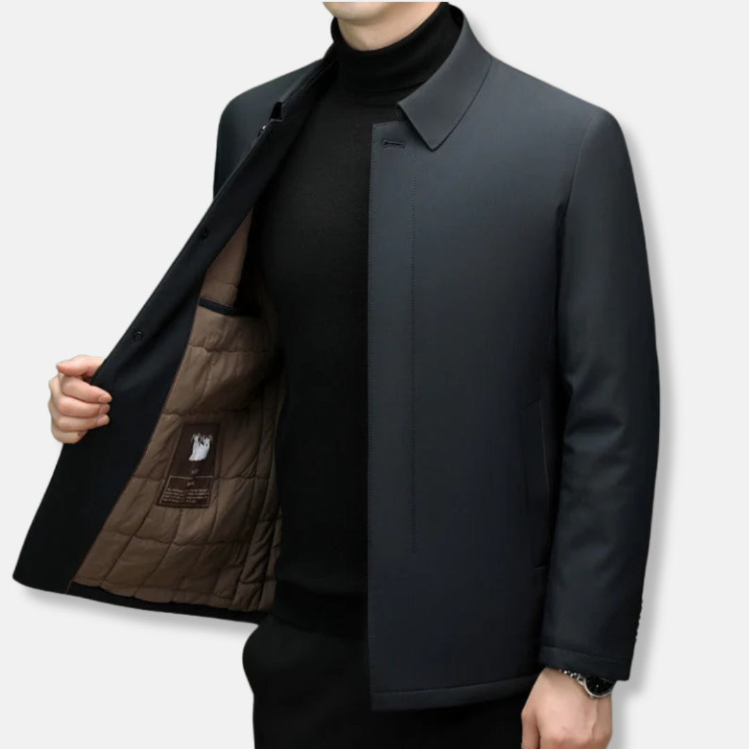 Men's Jacket – Regular Fit – Insulated Lining – Classic Collar – Hidden Buttons