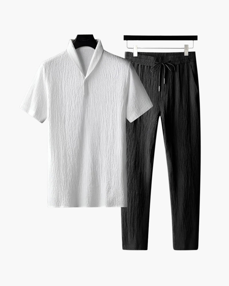 Comfortabele Katoenen Polo en Broek voor Heren