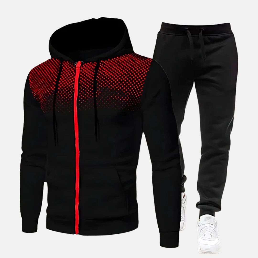 Men's Tracksuit – Slim Fit – Breathable Cotton – Zipper – Elastic Cuffs – Print
