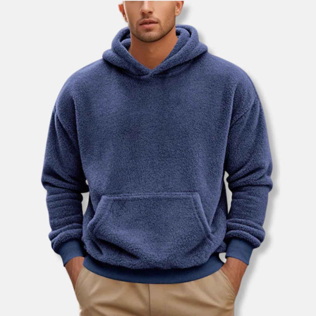 Men's Hoodie – Loose Fit – Fleece – Kangaroo Pocket – Ribbed Cuffs