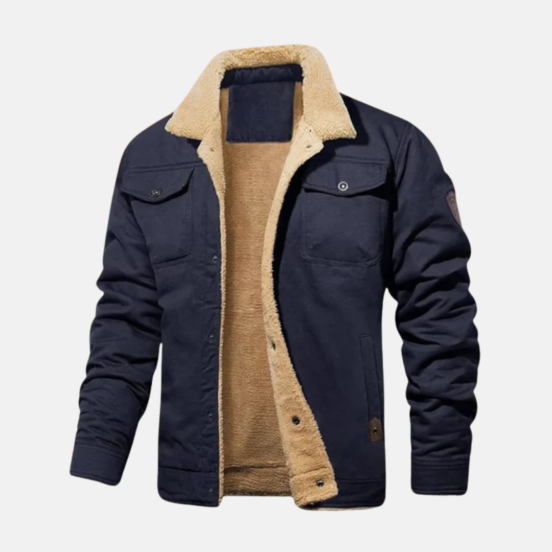 Men's Jacket – Relaxed Fit – Sherpa Lining – Button Closure – Sturdy Exterior