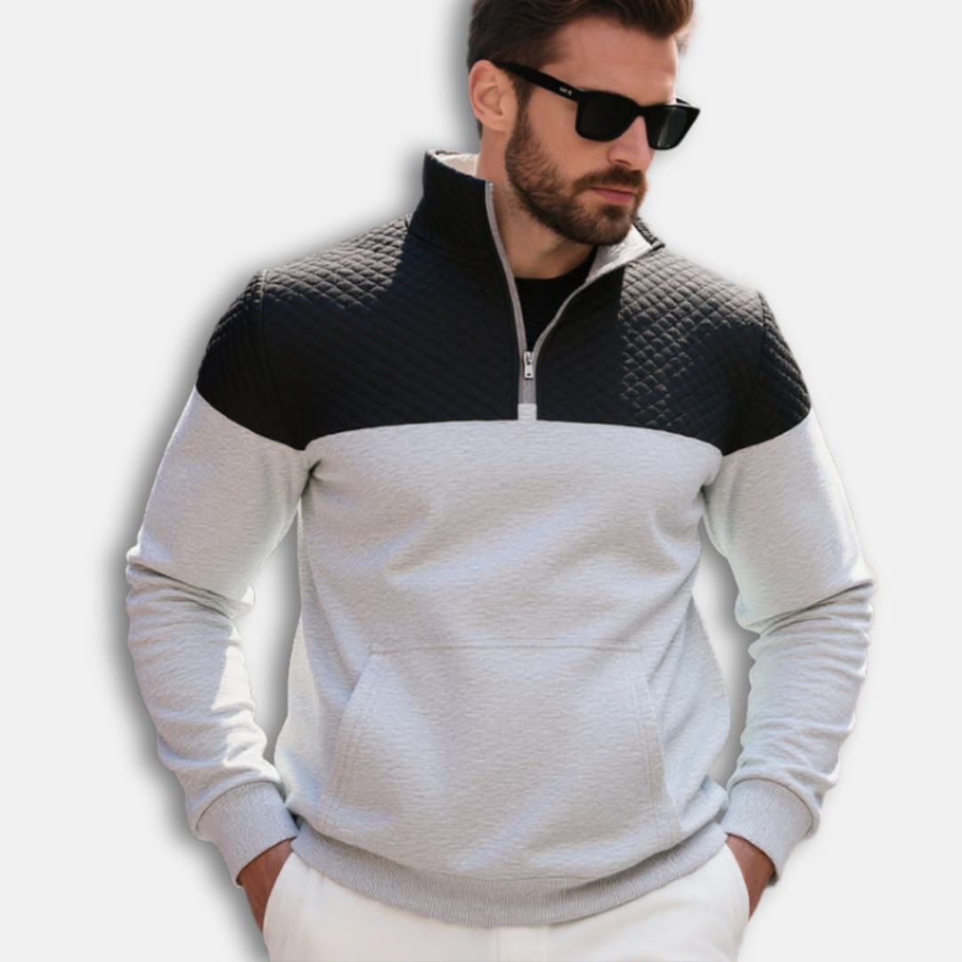 Men's sweatshirt – Regular fit – Quilted shoulders – Half-zip – Kangaroo pocket