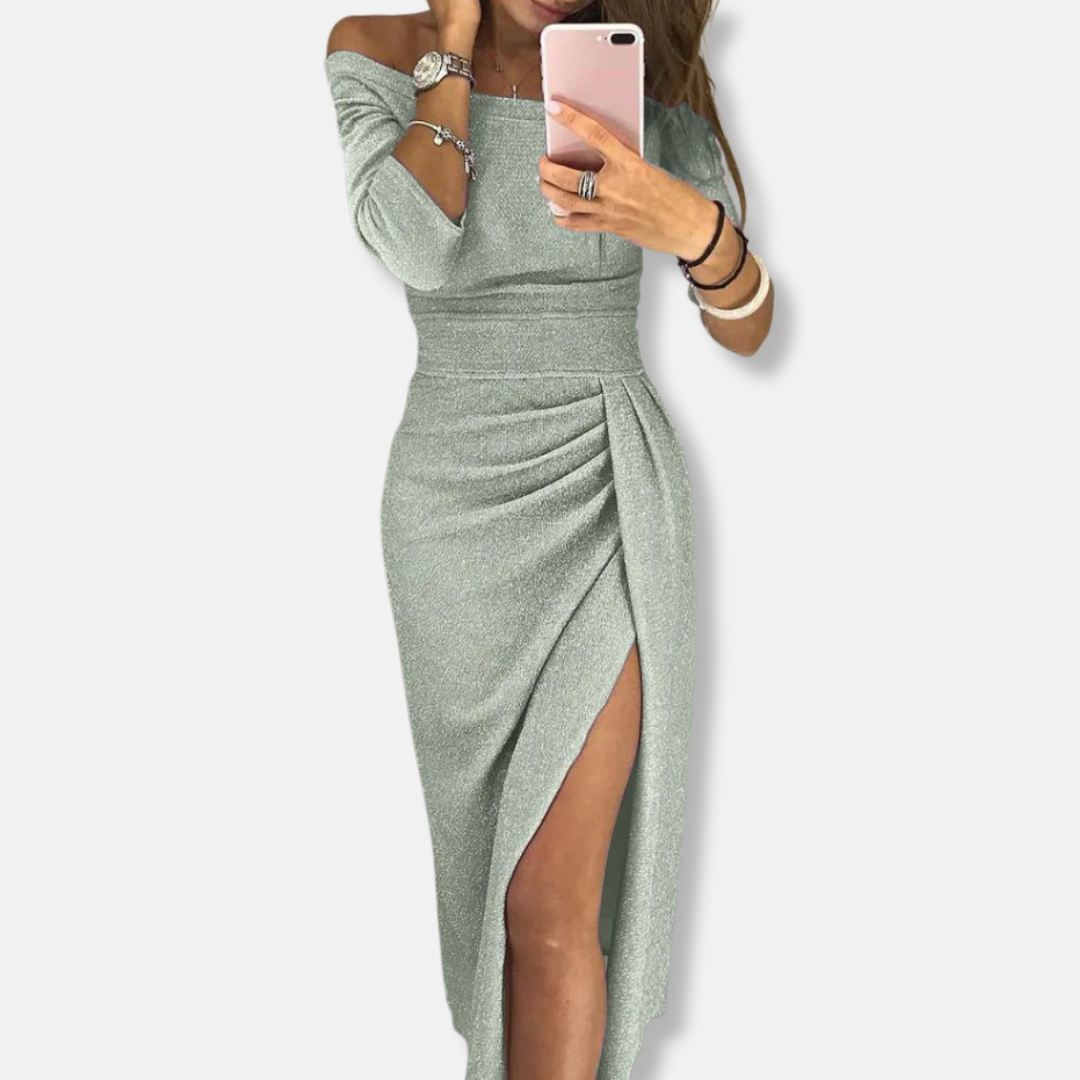 Elegant Glamour Dress – With Slit and Stylish Pleats