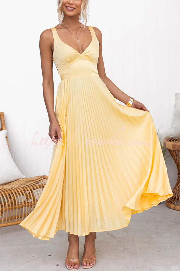 Elegante Geplisseerde Maxi Jurk