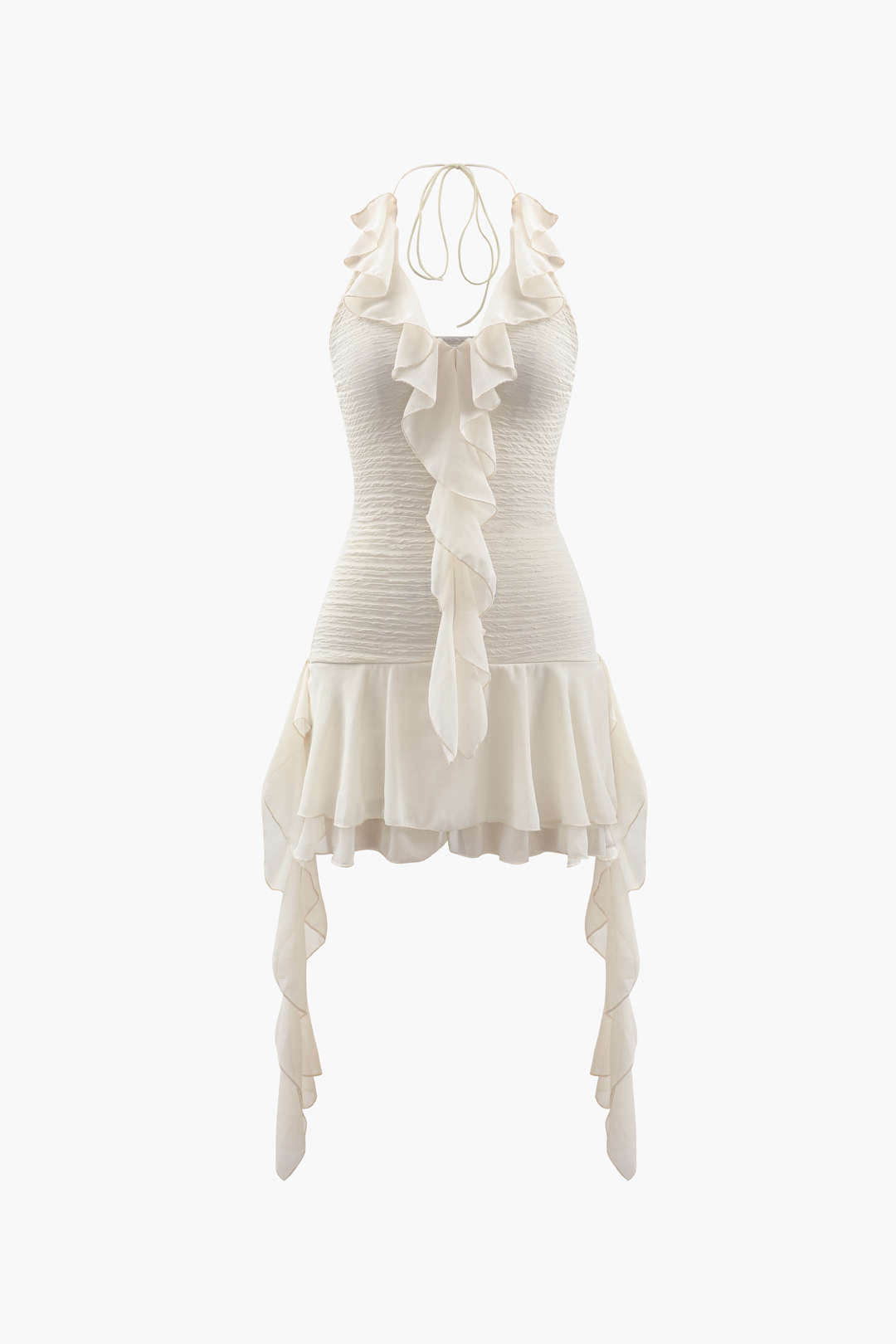 Halter Neck Ruffle Mini Jurk