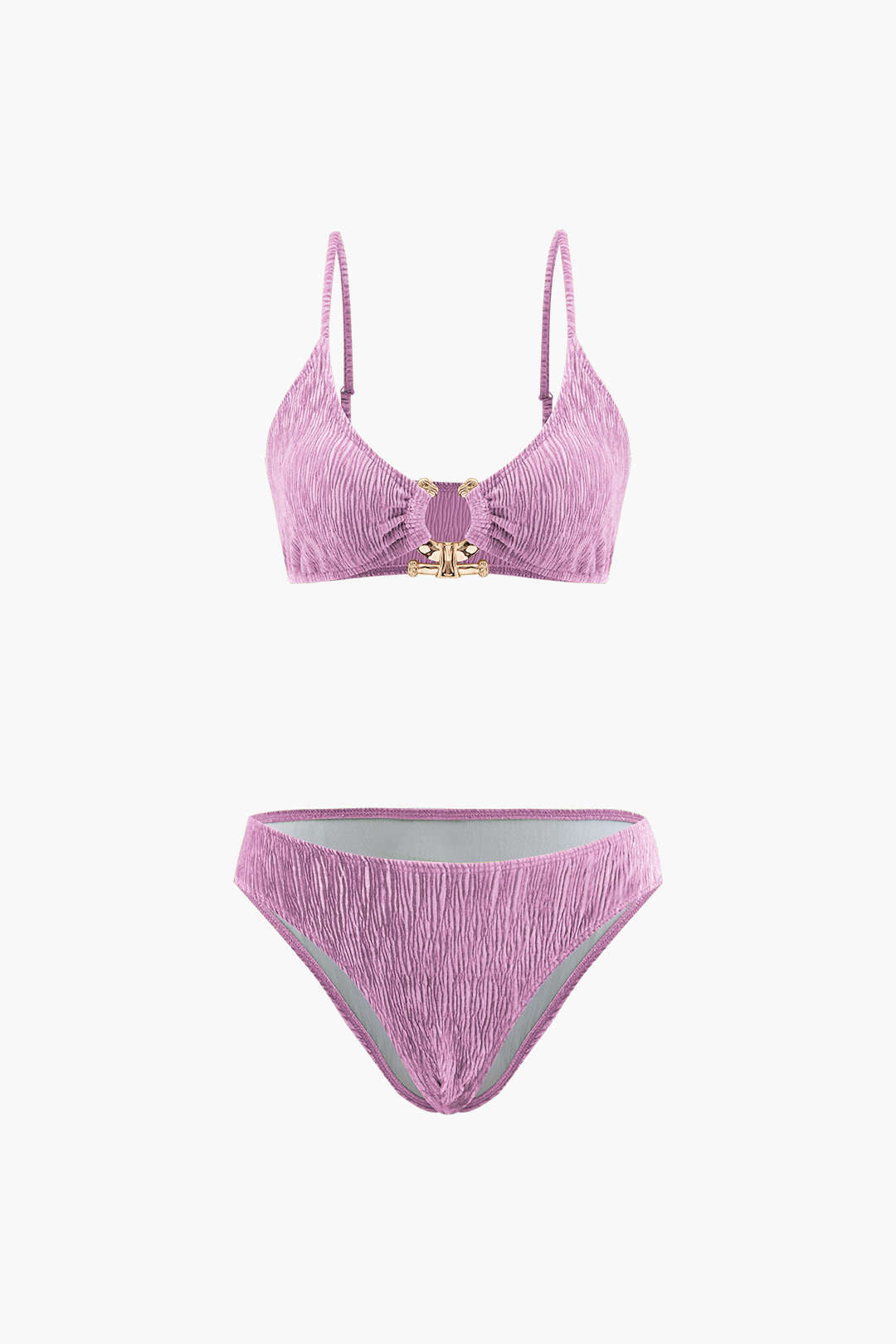 Fluweelstructuur U-Ring Bikini Met Sarong 3-Delige Set