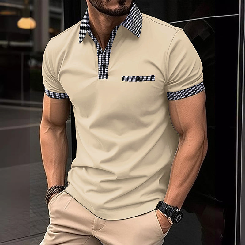 Heren Poloshirt met Knoopsluiting en Colorblock Design voor heren