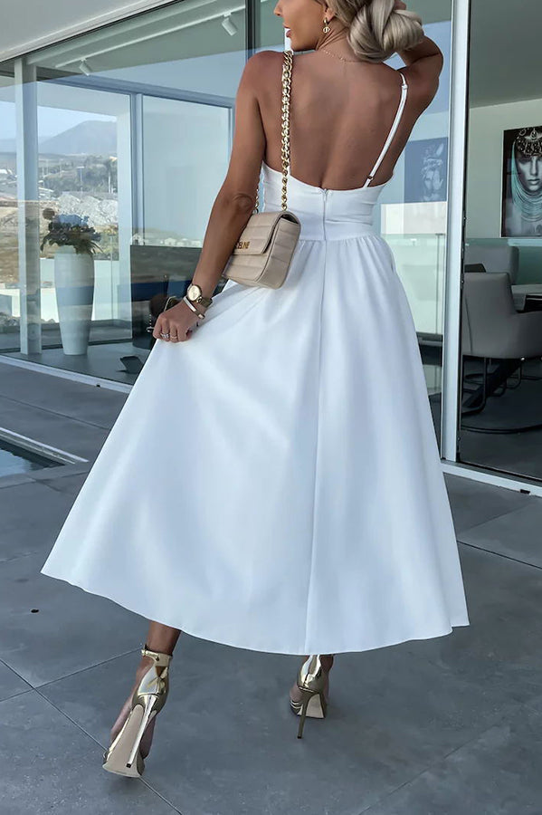 Annika Comfy Midi Jurk met Uitsparingen voor Zakken